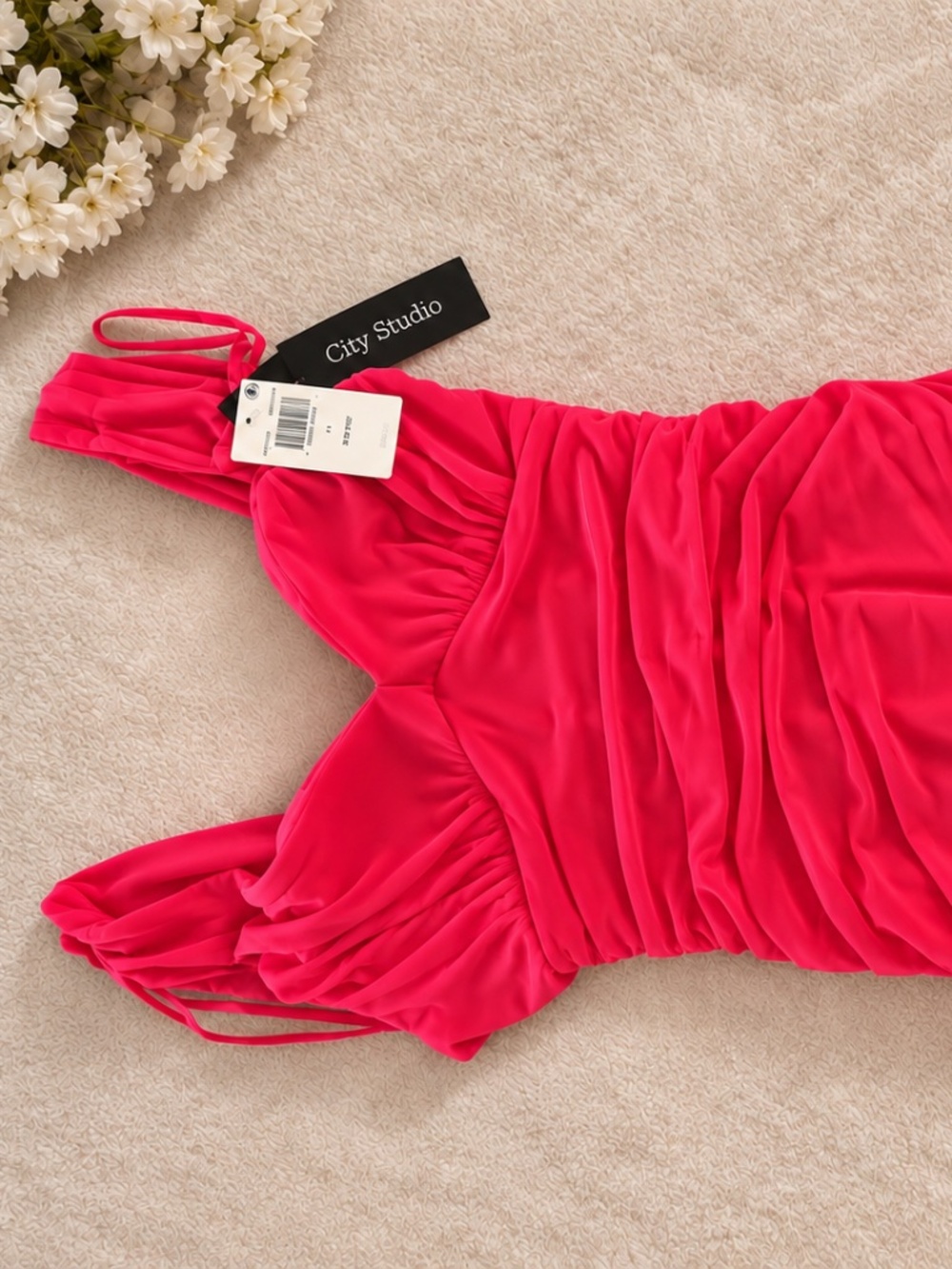 City Studio Hot Pink Ruched Mini Dress – Size 2 – New With Tags